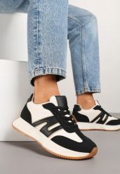 Czarne Sneakersy Ozdobione Geometrycznym Motywem Dalvisa. Czarne obuwie sportowe damskie Renee, bez zapięcia. Za 89.99 zł.