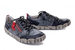RIEKER L0302-14 blue, półbuty damskie. Niebieskie półbuty damskie Rieker, bez wzorów, bez obcasa, bez zapięcia. Za 258.93 zł.