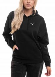 Bluza damska Puma ESS Comfort Hoodie FL. Czarne bluzy damskie Puma, xl, bez wzorów, z bawełny, z kapturem. Za 168.99 zł.