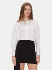 Elisabetta Franchi Koszula CA-092-51E2-V380 Biały Regular Fit. Białe koszule damskie Elisabetta Franchi, bez wzorów, z bawełny, bez kołnierzyka, bez ramiączek. Za 959.99 zł.