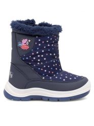 Peppa Pig Śniegowce AW23-228PP Granatowy. Niebieskie kozaki dziewczęce peppa pig, bez wzorów, z materiału, bez obcasa, bez zapięcia. Za 127.99 zł.