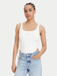 Tommy Jeans Body Metallic Logo DW0DW22311 Biały Slim Fit. Białe body i gorsety Tommy Jeans, bez wzorów, z jeansu. Za 249.99 zł.