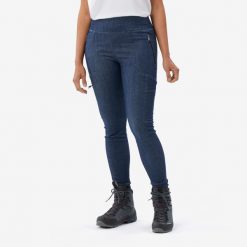 Legginsy trekkingowe damskie Forclaz MT900. Niebieskie legginsy damskie FORCLAZ, xs, bez wzorów, z bawełny. Za 199.99 zł.