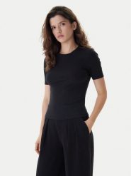 Calvin Klein T-Shirt LV044D246G Czarny Slim Fit. Czarne t-shirty damskie Calvin Klein, xl, bez wzorów, bez kołnierzyka. Za 289.99 zł.