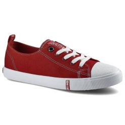 Czerwone Trampki Big Star Damskie Sznurowane Buty. Czerwone trampki damskie Big Star, bez wzorów, z gumy, bez zapięcia. Za 89.99 zł.