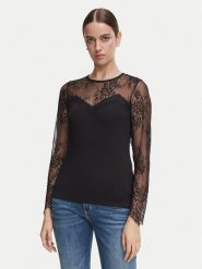 Morgan Bluzka 262-TYA Czarny Regular Fit. Czarne bluzki damskie Morgan, m, bez wzorów, z wiskozy, bez kołnierzyka, bez ramiączek. Za 189.99 zł.