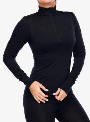 Bluza termoaktywna damska Super.natural Tundra 175 Zip 1/4. Czarne bluzy damskie super.natural, l, bez wzorów, z materiału, bez kaptura. Za 362.99 zł.