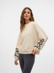 Vero Moda Bluza w kolorze beżowym rozmiar: XL. Brązowe bluzy damskie Vero Moda, xl, bez wzorów, bez kaptura. Za 77.91 zł.