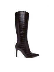 Nine West Kozaki CEO-SL95027 01 Brązowy ciemny. Brązowe kozaki damskie Nine West, ze skóry, bez obcasa, na szpilce, bez zapięcia. Za 329.99 zł.