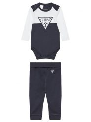 Guess Komplet body i spodnie H5YW08 J1314 Granatowy Regular Fit. Niebieskie spodnie niemowlęce Guess, z aplikacjami, z bawełny. Za 139.99 zł.
