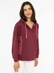Zwillingsherz Bluza "Smile" w kolorze bordowym rozmiar: S/M. Czerwone bluzy damskie Zwillingsherz, m, bez wzorów, z kapturem. Za 156.98 zł.