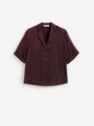 Koszula z cupro i wiskozy - mahoniowy. Brązowe koszule damskie Reserved, l, bez wzorów, z tkaniny, bez kołnierzyka, bez ramiączek. Za 149.99 zł.