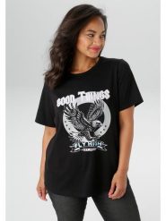 Aniston Koszulka w kolorze czarnym rozmiar: 54. Czarne bluzki damskie Aniston, bez wzorów, bez kołnierzyka, bez ramiączek. Za 52.17 zł.