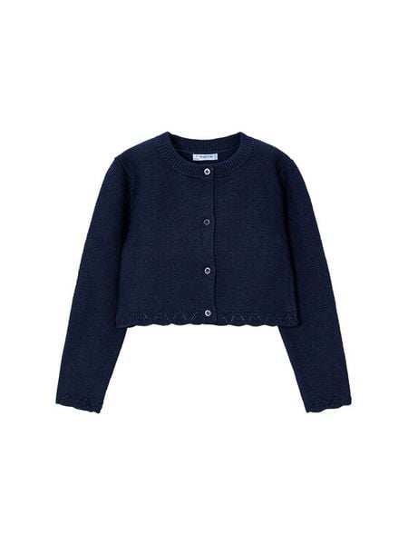 Mayoral Kardigan 4312 Granatowy Regular Fit. Niebieskie swetry dziewczęce Mayoral, bez wzorów, z syntetyku, bez kołnierzyka, bez ramiączek. Za 109.99 zł.