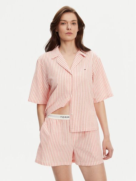 Tommy Hilfiger Piżama UW0UW05799 Pomarańczowy Regular Fit. Brązowe piżamy damskie Tommy Hilfiger, bez wzorów, z bawełny, bez ramiączek. Za 199.99 zł.