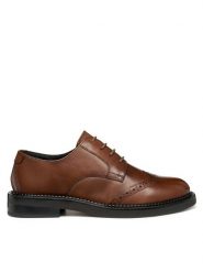Geox Oxfordy D Serilda D56WYD 00043 C6002 Brązowy. Brązowe półbuty damskie Geox, bez wzorów, ze skóry, bez obcasa, bez zapięcia. Za 379.99 zł.