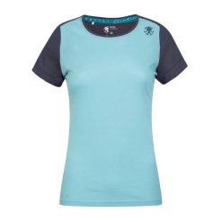 Koszulka damska Rafiki Chulilla. Niebieskie bluzki damskie RAFIKI, bez wzorów, sportowe, bez kołnierzyka, bez ramiączek. Za 218.30 zł.