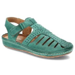 Zielone Sandały Maciejka Wygodne Skórzane Buty. Zielone sandały damskie Maciejka, bez wzorów, ze skóry, bez obcasa, bez zapięcia. Za 239.00 zł.