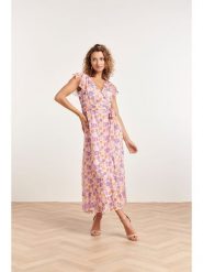 Smashed Lemon Sukienka w kolorze fioletowym rozmiar: 3XL. Różowe sukienki damskie Smashed Lemon, bez wzorów, z tkaniny, bez ramiączek. Za 146.95 zł.