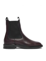 GINO ROSSI Sztyblety C-25818RD-PETRA Bordowy. Czerwone botki damskie Gino Rossi, ze skóry, bez obcasa, na płaskiej podeszwie, bez zapięcia. Za 299.99 zł.