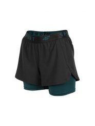 4F Szorty funkcyjne w kolorze zielono-czarnym rozmiar: 3XL. Czarne spodenki sportowe damskie 4F, xl, bez wzorów, z materiału, outdoorowe. Za 101.95 zł.