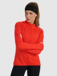 4F Bluza do biegania regular szybkoschnąca damska - czerwona S. Czerwone bluzy damskie 4F, s, bez wzorów, z materiału, bez kaptura. Za 199.99 zł.