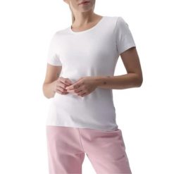 Koszulka Damska 4F. Białe koszulki damskie 4F, bez wzorów, bez kołnierzyka, bez ramiączek. Za 60.99 zł.