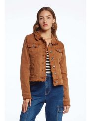 Tamba Kurtka dżinsowa w kolorze jasnobrązowym rozmiar: 42. Brązowe kurtki damskie Tamba, bez wzorów, bez kaptura. Za 184.46 zł.