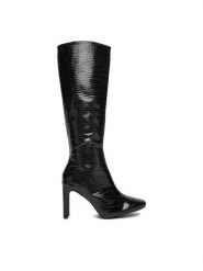 DeeZee Kozaki JDY210928 Czarny. Czarne kozaki damskie DeeZee, z materiału, bez obcasa, na słupku, bez zapięcia. Za 239.99 zł.