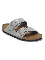 Birkenstock Skórzane klapki "Arizona" w kolorze zielonym rozmiar: 40. Zielone klapki damskie Birkenstock, bez wzorów, z nubiku, z otwartym noskiem, bez obcasa, bez zapięcia. Za 549.06 zł.