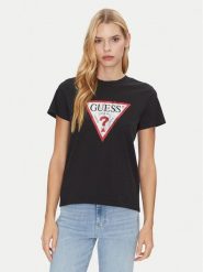 Guess T-Shirt W2BI69 K8FQ1 Czarny Regular Fit. Czarne t-shirty damskie Guess, s, z aplikacjami, z bawełny, bez kołnierzyka. Za 89.99 zł.
