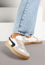 Biało-Czarne Casualowe Sneakersy Typu Kultowe Tenisówki Ablerri. Białe obuwie sportowe damskie Renee, bez zapięcia, tenisowe. Za 79.99 zł.