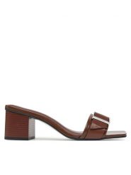 Calvin Klein Klapki Heel Mule 50 W/Buckle - Lth HW0HW02478 Brązowy. Brązowe klapki damskie Calvin Klein, bez wzorów, ze skóry, bez obcasa, bez zapięcia. W wyprzedaży za 439.99 zł.