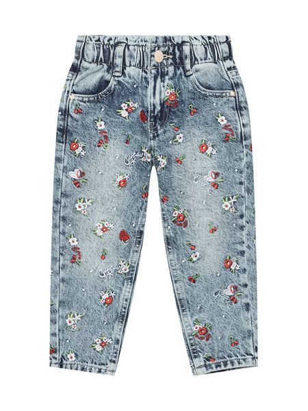 Guess Jeansy K5GA03 D45E0 Niebieski Regular Fit. Niebieskie jeansy dziewczęce Guess, z aplikacjami, z bawełny. Za 129.99 zł.