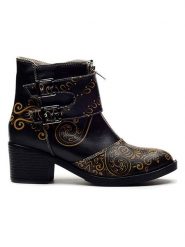 Goby Botki w kolorze czarnym ze wzorem rozmiar: 37. Czarne botki damskie Goby, z materiału, eleganckie, z okrągłym noskiem, bez obcasa, bez zapięcia. Za 347.99 zł.