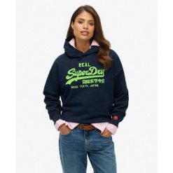 Bluza damska z kapturem Superdry Vl Neon. Niebieskie bluzy damskie Superdry, bez wzorów, z kapturem. Za 340.30 zł.