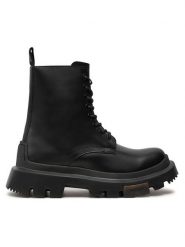 Hugo Trapery Fabyan 50523316 Czarny. Czarne trapery damskie Hugo, ze skóry, bez zapięcia. Za 649.99 zł.