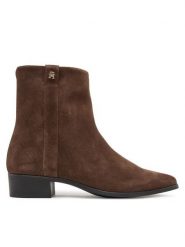 Tommy Hilfiger Botki Pointy Zip Bootie FW0FW08981 Brązowy. Brązowe botki damskie Tommy Hilfiger, ze skóry, bez obcasa, na płaskiej podeszwie, bez zapięcia. Za 699.99 zł.