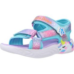 Sandały SKECHERS UNICORN Fioletowy. Fioletowe sandały damskie Skechers, bez wzorów, z materiału, bez obcasa, bez zapięcia. Za 238.99 zł.