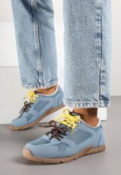 Niebieskie Sneakersy z Podwójnymi Sznurówkami Terfitra. Niebieskie obuwie sportowe casual damskie Renee. Za 79.99 zł.