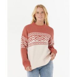 Rip Curl Cosmic Kiss Sweater - Brick. Brązowe swetry klasyczne damskie Rip Curl, na zimę, bez kołnierzyka. Za 281.05 zł.