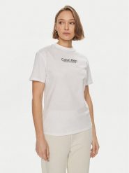 Calvin Klein T-Shirt Coordinates K20K207005 Biały Regular Fit. Białe t-shirty damskie Calvin Klein, l, bez wzorów, z bawełny, bez kołnierzyka. Za 179.99 zł.