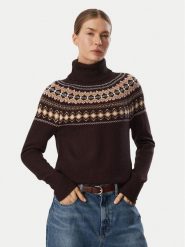 Barbour Golf Darwen LKN1806BR99 Brązowy ciemny Slim Fit. Brązowe golfy damskie Barbour, bez wzorów, z bawełny, bez ramiączek. Za 659.99 zł.