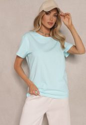 Jasnoniebieski Klasyczny T-shirt Bawełniany o Casualowym Kroju Nattine. Niebieskie t-shirty damskie Renee, l, bez wzorów, z bawełny, bez kołnierzyka. Za 39.99 zł.