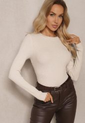 Jasnobeżowy Sweter z Wiskozą w Klasycznym Stylu Sintovira. Brązowe swetry klasyczne damskie Renee, m, z jeansu, bez kołnierzyka. Za 84.99 zł.