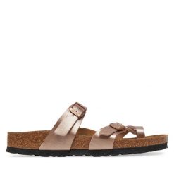 Japonki Birkenstock. Czerwone klapki damskie Birkenstock, bez wzorów, bez obcasa, bez zapięcia. Za 399.99 zł.