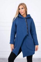 Bluza ocieplana z asymetrycznym suwakiem jeansowa. Bluzy damskie KESI, l, bez wzorów, z bawełny, bez kaptura. Za 238.37 zł.