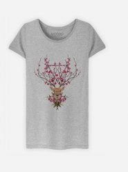 WOOOP Koszulka "Spring Deer" w kolorze szarym rozmiar: S. Szare bluzki damskie Wooop, s, bez wzorów, bez kołnierzyka, bez ramiączek. Za 56.99 zł.