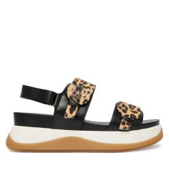 Sandały Liu Jo. Czarne sandały damskie Liu Jo, bez wzorów, bez obcasa, na płaskiej podeszwie, bez zapięcia. Za 599.99 zł.