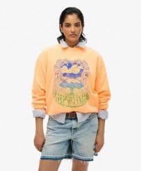 Superdry Psych Surf Loose Crew bluza z organicznej bawełny. Brązowe bluzy damskie Superdry, bez wzorów, z bawełny, bez kaptura. Za 279.65 zł.